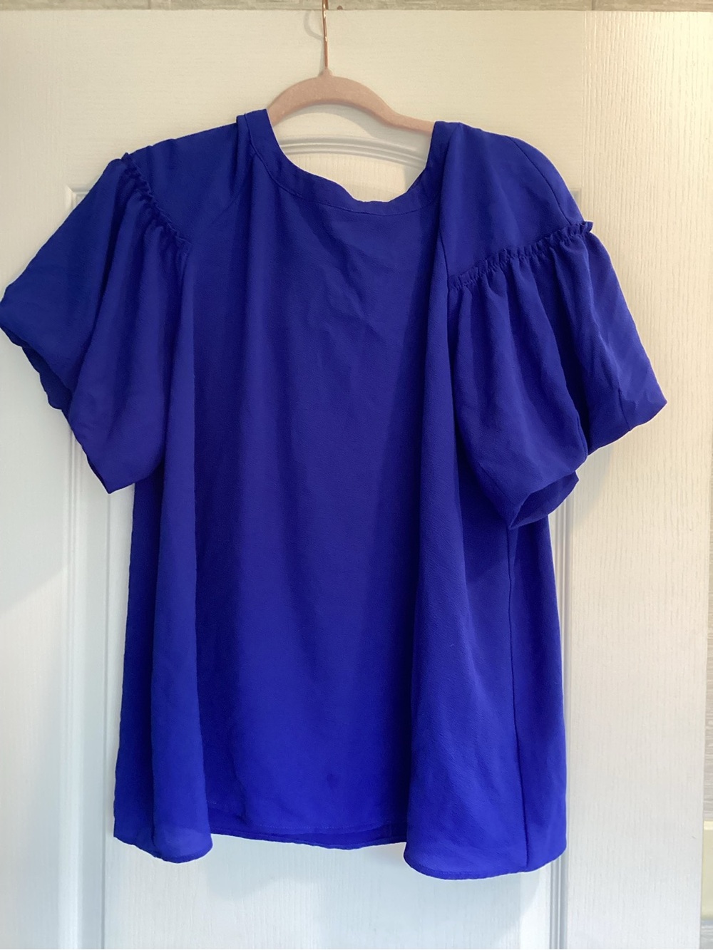 Cato Royal Blue Puff Sleeve Blouse 14/16W EUC